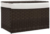 Shumee Laundry basket with lid, 55,5 × 35 × 34 cm, polyrattan, dark brown - Laundry Basket