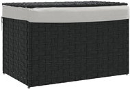 Shumee Laundry basket with lid, 55,5 × 35 × 34 cm, polyrattan, black - Laundry Basket