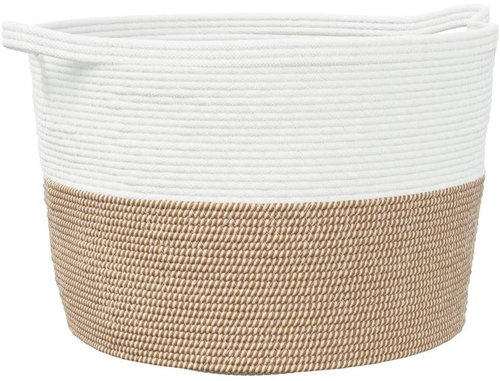 Shumee Laundry basket, O 60 × 36 cm, cotton, brown and white - Laundry Basket - Main image