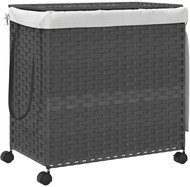 Shumee Laundry basket with wheels, 60 × 35 × 60,5 cm, rattan, grey - Laundry Basket