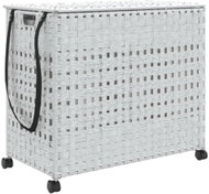 Shumee Laundry basket with wheels, 66 × 35 × 60 cm, rattan, white - Laundry Basket