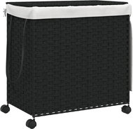 Shumee Laundry basket with wheels, 60 × 35 × 60,5 cm, rattan, black - Laundry Basket