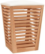Shumee Bathroom stool, 40,5 × 40,5 × 56 cm, solid walnut - Laundry Basket
