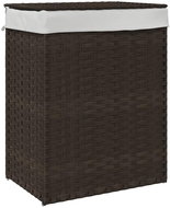 Shumee Laundry basket with lid, 46 × 33 × 60 cm, polyrattan, dark brown - Laundry Basket