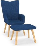 Relaxační křeslo se stoličkou modré textil, 327538 - Křeslo