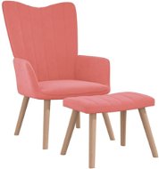 Relaxačné kreslo so stoličkou ružové zamat, 327670 - Kreslo