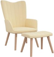 Relaxačné kreslo so stoličkou krémovo biele zamat, 327675 - Kreslo