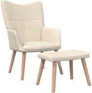 Relaxačná stolička s podnožkou krémová textil, 327932 - Kreslo