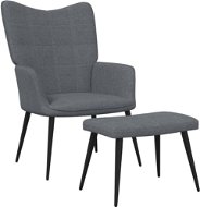 Relaxačná stolička s podnožkou tmavo sivá textil, 327953 - Kreslo
