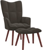 Relaxačné kreslo so stoličkou tmavo sivé zamat, 328063 - Kreslo