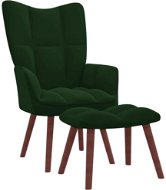 Relaxační křeslo se stoličkou tmavě zelené samet, 328064 - Křeslo