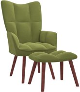 Relaxačné kreslo so stoličkou svetlo zelené zamat, 328065 - Kreslo