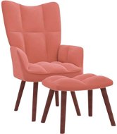 Relaxačné kreslo so stoličkou ružové zamat, 328066 - Kreslo
