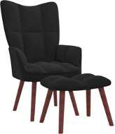 Relaxačné kreslo so stoličkou čierne zamat, 32806 - Kreslo