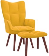 Relaxačné kreslo so stoličkou horčicovo žlté zamat, 328069 - Kreslo