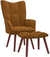 Relaxační křeslo se stoličkou hnědé samet , 328070 - Křeslo