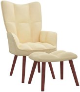 Relaxačné kreslo so stoličkou krémovo biele zamat, 328071 - Kreslo