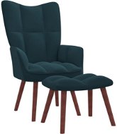 Relaxační křeslo se stoličkou modré samet , 328072 - Křeslo