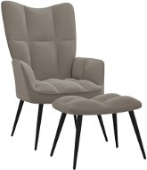 Relaxačné kreslo so stoličkou svetlo sivé zamat, 328084 - Kreslo