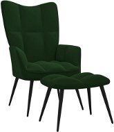 Relaxačné kreslo so stoličkou tmavo zelené zamat, 328086 - Kreslo