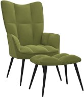 Relaxačné kreslo so stoličkou svetlo zelené zamat, 328087 - Kreslo