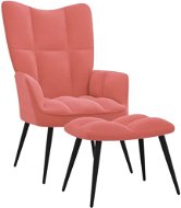 Relaxačné kreslo so stoličkou ružové zamat, 328088 - Kreslo