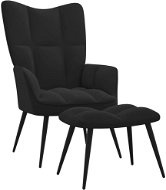 Relaxační křeslo se stoličkou černé samet, 328090 - Křeslo