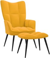Relaxačné kreslo so stoličkou horčicovo žlté zamat, 328091 - Kreslo