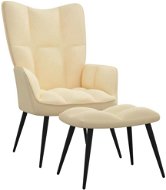 Relaxační křeslo se stoličkou krémově bílé samet, 328093 - Křeslo