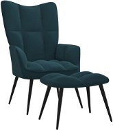 Relaxační křeslo se stoličkou modré samet, 328094 - Křeslo