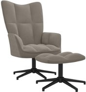 Relaxačné kreslo so stoličkou svetlo sivé zamat, 328106 - Kreslo