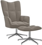 Relaxačné kreslo so stoličkou svetlo sivé zamat, 328128 - Kreslo