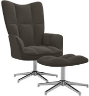 Relaxačné kreslo so stoličkou tmavo sivé zamat, 328129 - Kreslo