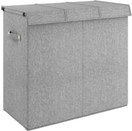 Shumee Skladací kôš na bielizeň sivý 64,5 × 34,5 × 59 cm umelá ľanová tkanina - Kôš na bielizeň