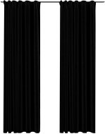 SHUMEE Zatemňovací závěsy s háčky vzhled lnu, 2 ks, 140 × 225 cm, černé - Závěs