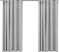 SHUMEE Blackout curtains with hooks, linen look, 2 pcs, 140 × 175 cm, grey - Drape