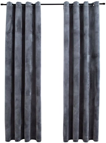 SHUMEE Zatemňovacie závesy s krúžkami, 2 ks, 140 × 225 cm, zamat antracitové - Záves - Hlavný obrázok