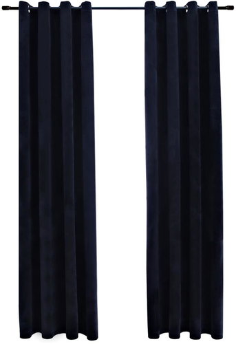 SHUMEE Blackout curtains with rings, 2 pcs, 140 × 245 cm, black velvet - Drape - Main image