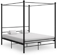 SHUMEE Rám postele s nebesy černý, kov, 160 × 200 cm - Rám postele