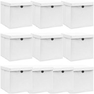 Shumee Úložné boxy s víky 10 ks 32 × 32 × 32 cm textil, bílé - Úložný box