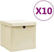 Shumee Úložné boxy s vekami 10 ks 28 × 28 × 28 cm krémové - Úložný box