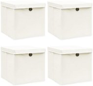 Shumee Úložné boxy s víky 4 ks 32 × 32 × 32 cm textil, bílé  - Úložný box