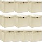 Úložný box Shumee Úložné boxy s víky 10 ks 32 × 32 × 32 cm textil, krémové - Úložný box