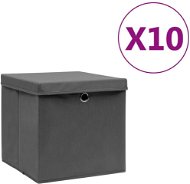 Shumee Úložné boxy s vekami 10 ks 28 × 28 × 28 cm sivé - Úložný box