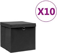 Shumee Úložné boxy s vekami 10 ks 28 × 28 × 28 cm čierne - Úložný box