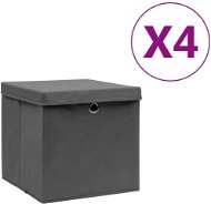 Shumee Úložné boxy s vekami 4 ks 28 × 28 × 28 cm sivé - Úložný box
