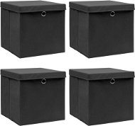 Úložný box Shumee Úložné boxy s vekami 4 ks 32 × 32 × 32 cm textil, čierne - Úložný box