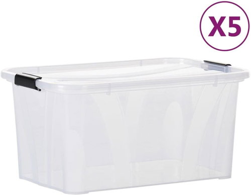 Shumee Úložné boxy s víky 5 ks průhledné 14 l - Storage Box - Main image