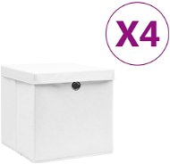 Shumee Úložné boxy s vekami 4 ks 28 × 28 × 28 cm biele - Úložný box