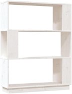 Shumee Knihovna / dělicí stěna bílá 80 × 25 × 101 cm masivní borovice - Knihovna